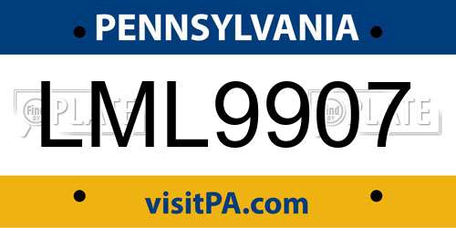 LML9907 Pennsylvania License Plate