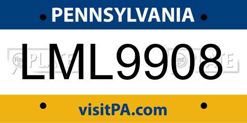 LML9908 Pennsylvania License Plate