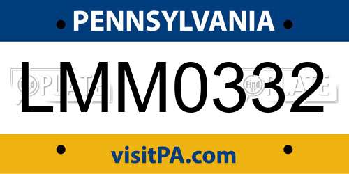 LMM0332 Pennsylvania License Plate