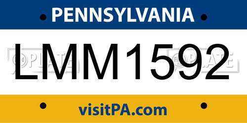 LMM1592 Pennsylvania License Plate