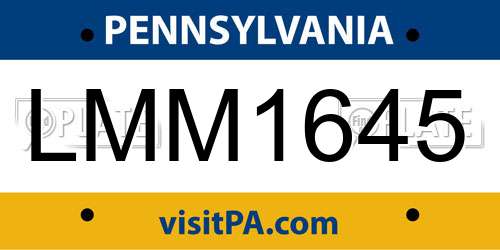 LMM1645 Pennsylvania License Plate