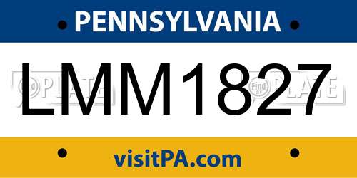 LMM1827 Pennsylvania License Plate
