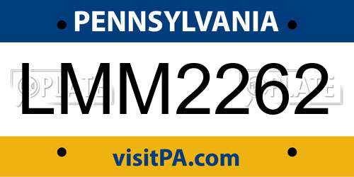 LMM2262 Pennsylvania License Plate