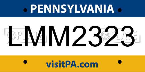 LMM2323 Pennsylvania License Plate