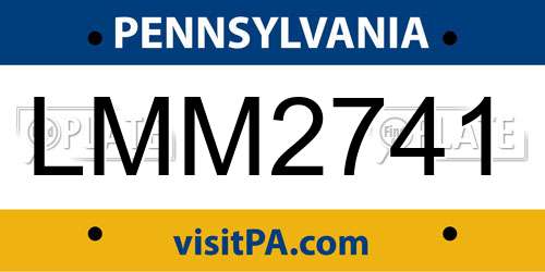 LMM2741 Pennsylvania License Plate