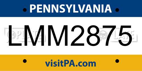 LMM2875 Pennsylvania License Plate