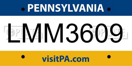 LMM3609 Pennsylvania License Plate