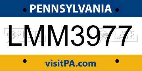 LMM3977 Pennsylvania License Plate