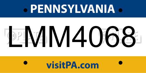LMM4068 Pennsylvania License Plate