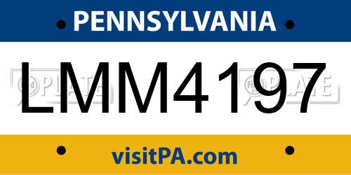 LMM4197 Pennsylvania License Plate
