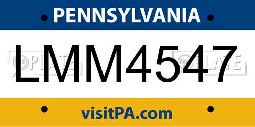 LMM4547 Pennsylvania License Plate