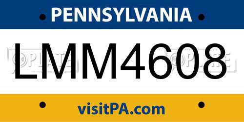 LMM4608 Pennsylvania License Plate