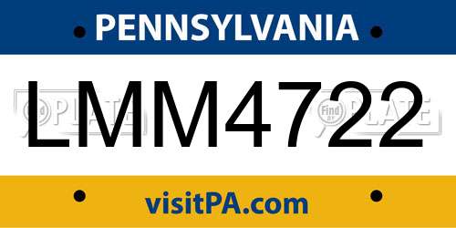 LMM4722 Pennsylvania License Plate