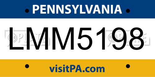 LMM5198 Pennsylvania License Plate