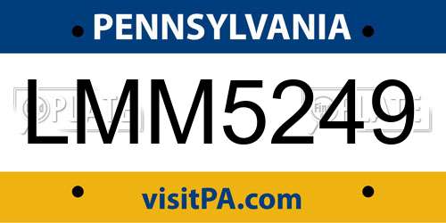 LMM5249 Pennsylvania License Plate