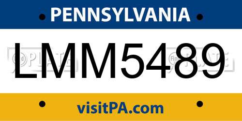 LMM5489 Pennsylvania License Plate