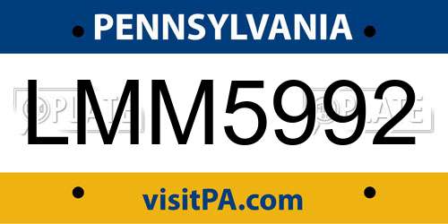 LMM5992 Pennsylvania License Plate