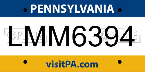 LMM6394 Pennsylvania License Plate