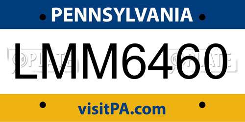LMM6460 Pennsylvania License Plate