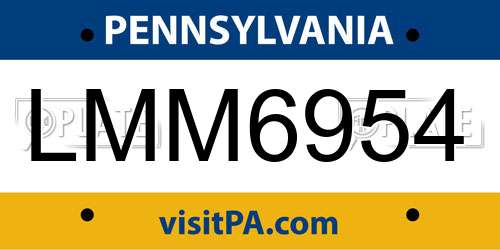 LMM6954 Pennsylvania License Plate