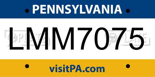 LMM7075 Pennsylvania License Plate