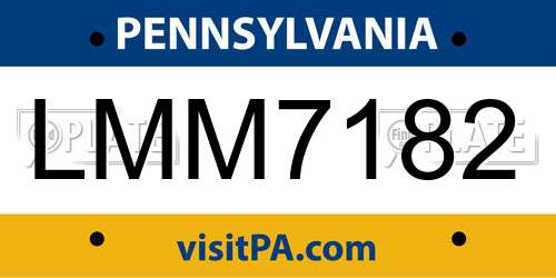 LMM7182 Pennsylvania License Plate