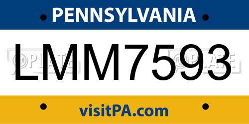 LMM7593 Pennsylvania License Plate