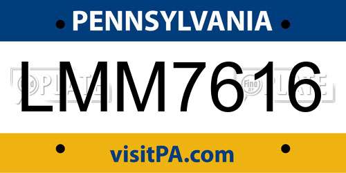 LMM7616 Pennsylvania License Plate