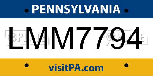 LMM7794 Pennsylvania License Plate