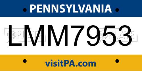 LMM7953 Pennsylvania License Plate