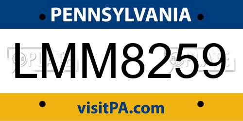 LMM8259 Pennsylvania License Plate