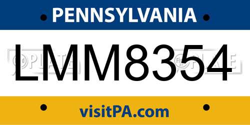 LMM8354 Pennsylvania License Plate