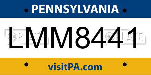 LMM8441 Pennsylvania License Plate