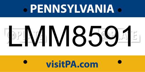 LMM8591 Pennsylvania License Plate