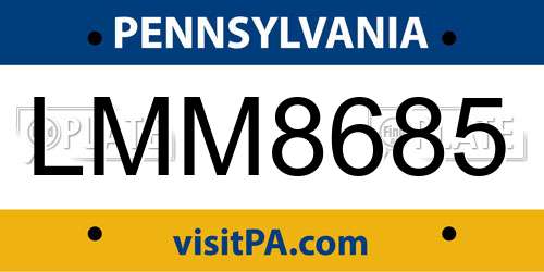 LMM8685 Pennsylvania License Plate
