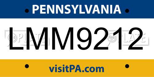 LMM9212 Pennsylvania License Plate