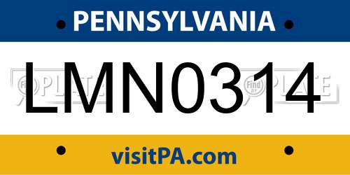 LMN0314 Pennsylvania License Plate