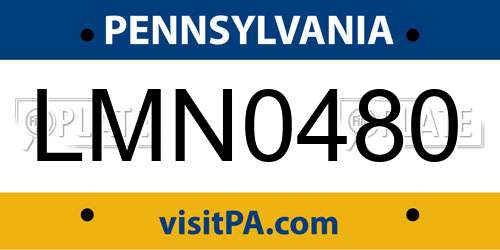 LMN0480 Pennsylvania License Plate
