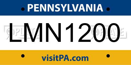 LMN1200 Pennsylvania License Plate