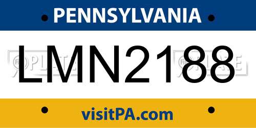 LMN2188 Pennsylvania License Plate