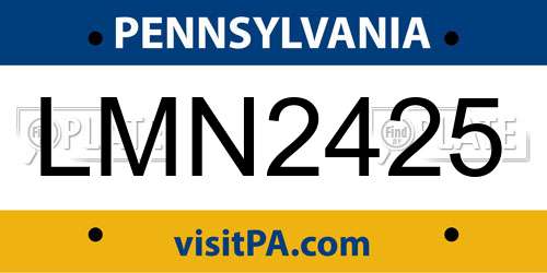 LMN2425 Pennsylvania License Plate