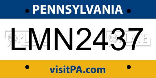 LMN2437 Pennsylvania License Plate