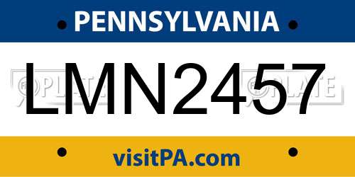 LMN2457 Pennsylvania License Plate