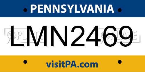 LMN2469 Pennsylvania License Plate