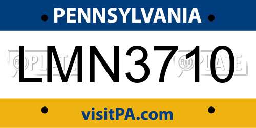 LMN3710 Pennsylvania License Plate