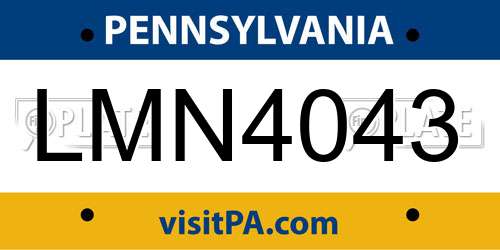 LMN4043 Pennsylvania License Plate