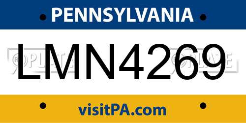 LMN4269 Pennsylvania License Plate