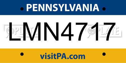 LMN4717 Pennsylvania License Plate