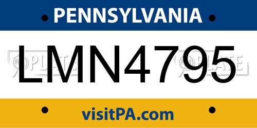 LMN4795 Pennsylvania License Plate