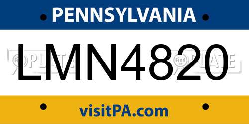 LMN4820 Pennsylvania License Plate